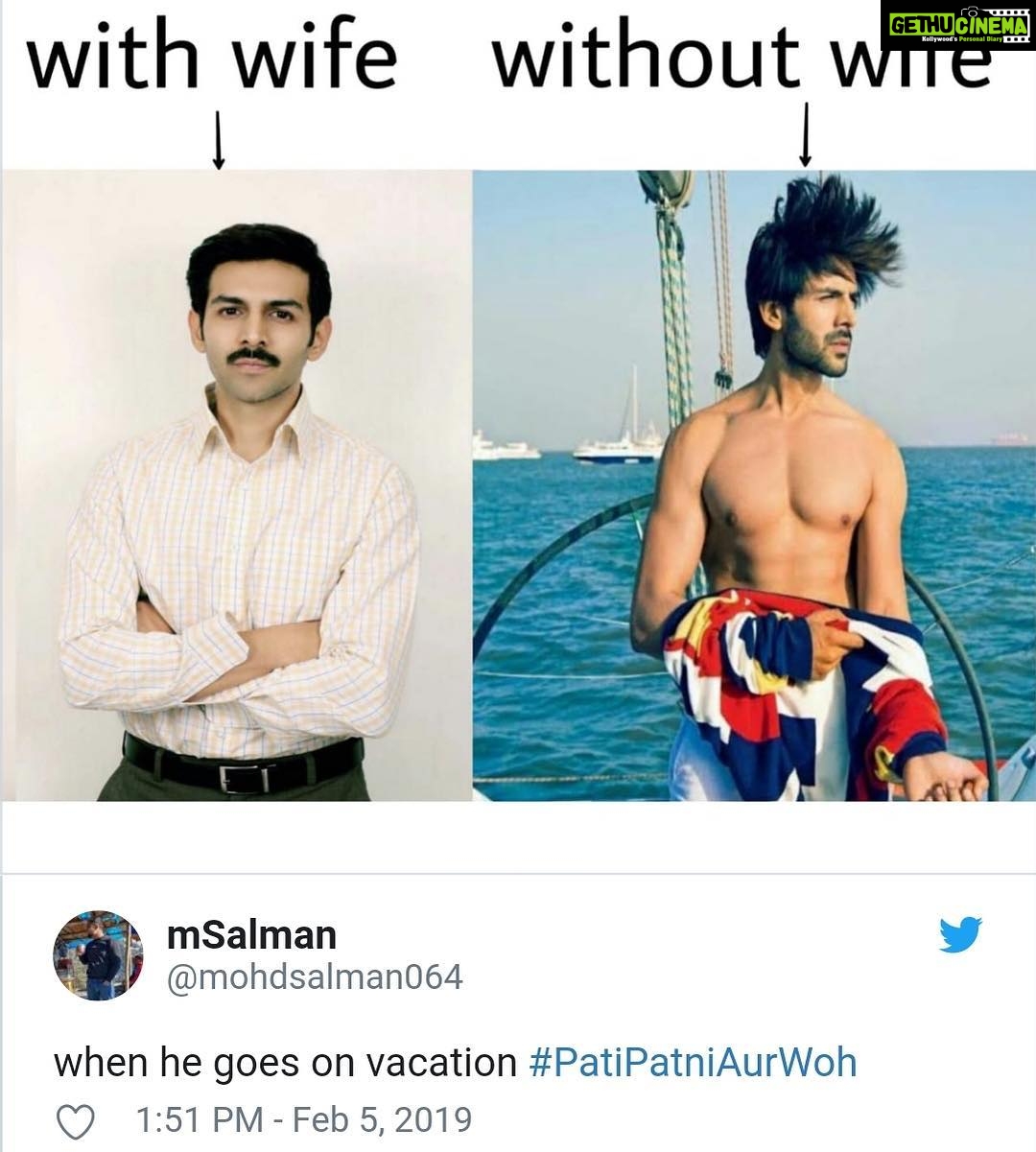 Kartik Aaryan Instagram - Chintu Tyagi viral ho gaye 🤣 #PatiPatniAurWoh ❤️ Itna saara pyaar dene ke liye unki taraf se dhanyawad 🙏🏻 Abhi Woh ke saath ghoom rahe hai🤭 jaldi milenge patni ke saath 😂 @bhumipednekar @ananyapanday