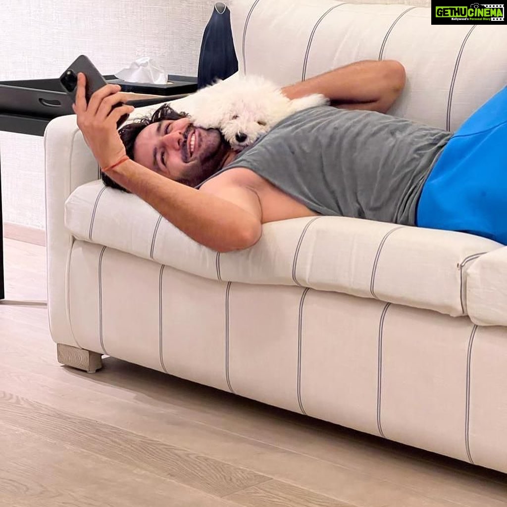 Kartik Aaryan Instagram - Sundaying with my pillow @katoriaaryan