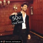 Kartik Aaryan Instagram - 50 CRORES + in 1st Week #SonukeTituKiSweety Thank you Guys for so much love ❤️❤️ . . #Repost @fanclub_kartikaaryan ・・・ congratulations @kartikaaryan for winning a million heart's 😍😍 #sonuketitukisweety crosses 50 crore mark in a week. . . . #kartikaaryanfans #LuvRanjan #luvfilms #movie🎥#celebration #boxoffice #firstweek #collection #50cr #SONU #SonuKeTituKiSweetyOnFeb23 #lovely #performance #superstar #bollywood #kaartikaaryan #blockbuster #friday #bromance #mumbai.