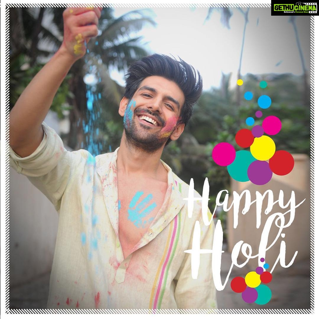 Kartik Aaryan Instagram - HOLI HAI !!!!! *HAPPY HOLI* Celebrate it with your yaar and pyaar Par Sonu ke saath holi kaun khelega 🤔😘 #Holi #sonu @adornhis