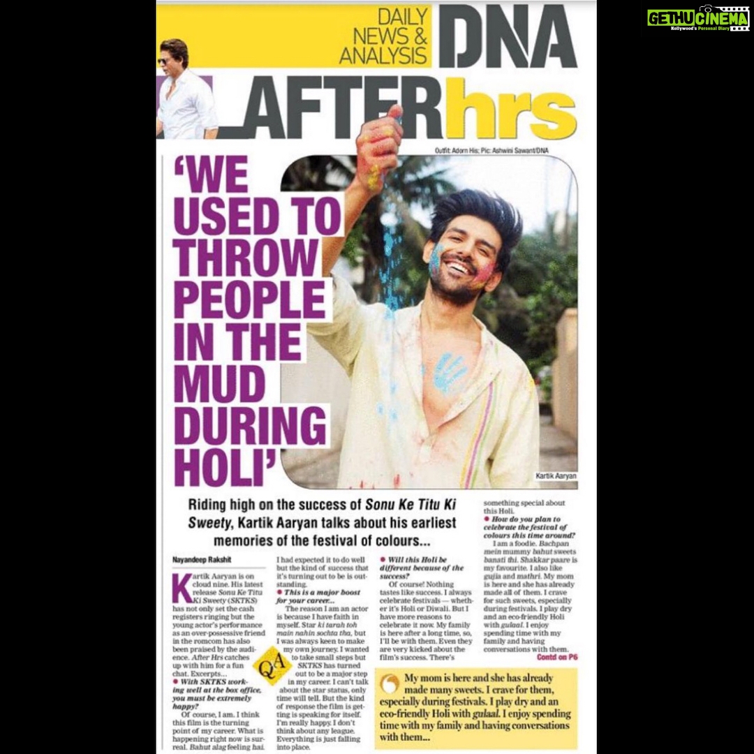 Kartik Aaryan Instagram - Sonu ki Special Holi ❤️ So many reasons to celebrate this holi 🎉🕺 Thank you @nayandeeprakshit @dnaafterhrs 🤗