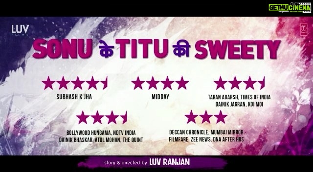 Kartik Aaryan Instagram - Family i loved being a part of And you are in love with watching them ❤️❤️ Cheers to our amazing team contributing immensely to the Huge Success !! 🎉🎉 GO WATCH #SONUKETITUKISWEETY @sonutitusweety @nushratbharucha @mesunnysingh @tseries.official @luv_films @gargankur82
