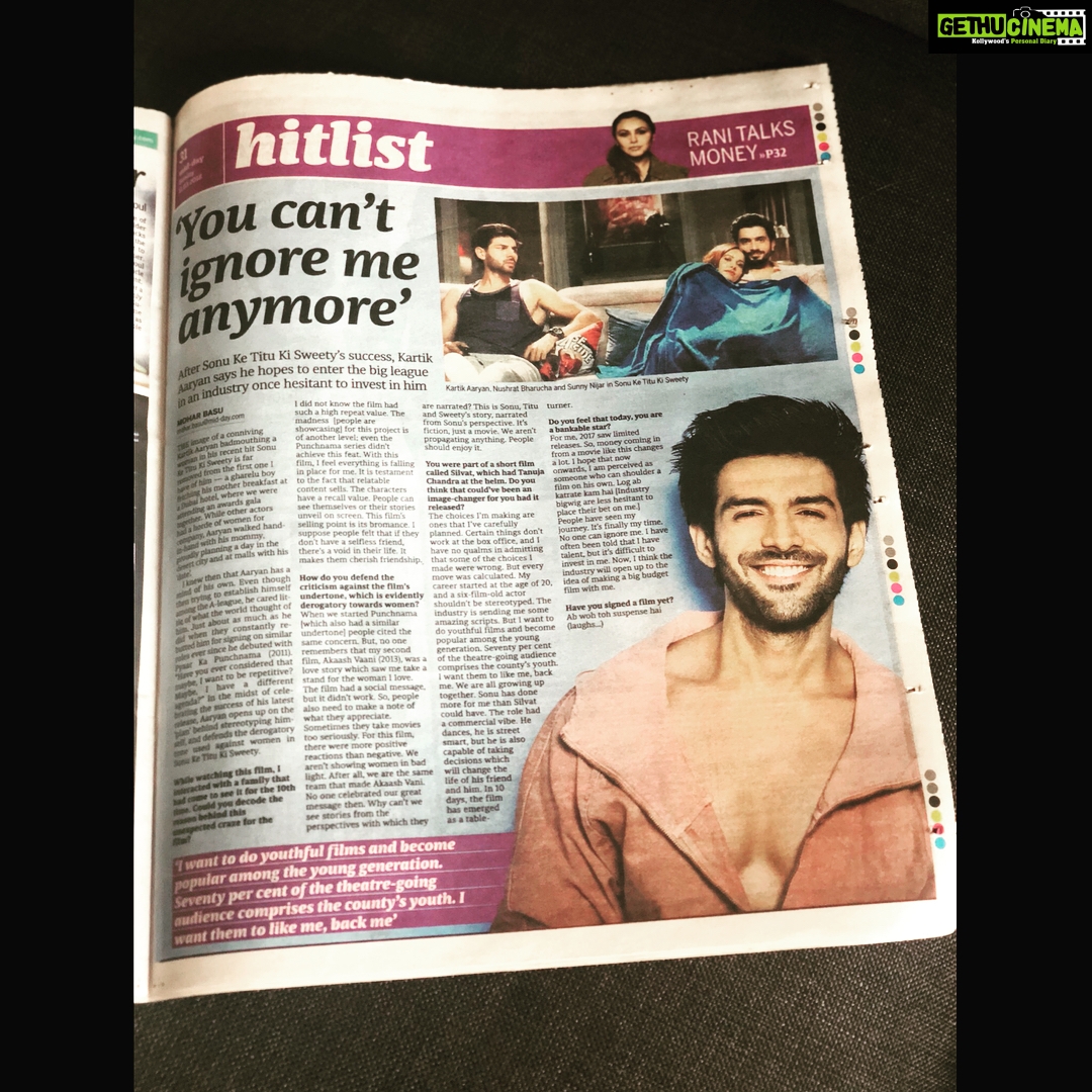 Kartik Aaryan Instagram - Thank u Rockstar @moharbasu @middayindia ♥️ Photo credit - @rohanshrestha