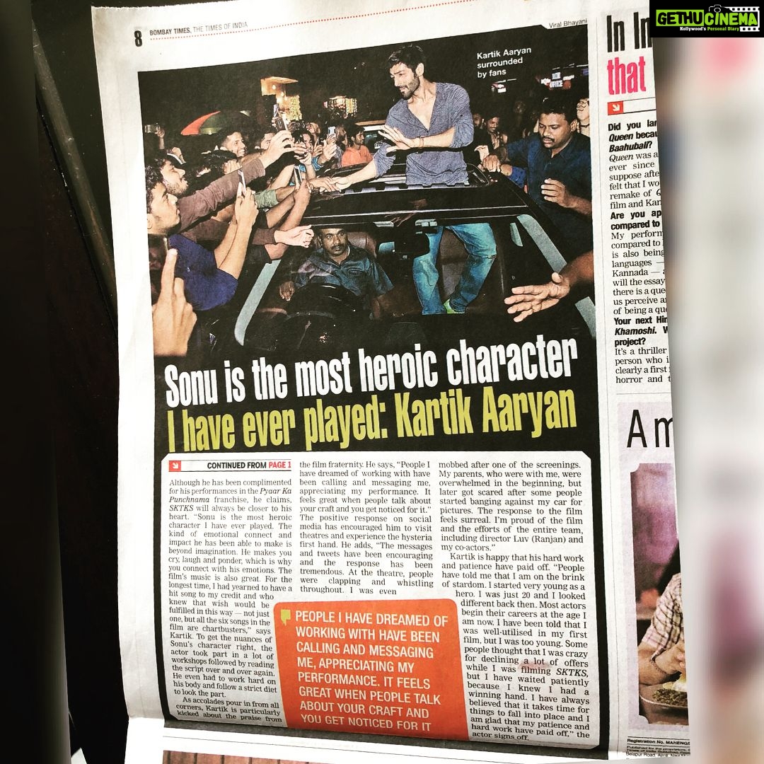 Kartik Aaryan Instagram - @bombaytimes today ♠