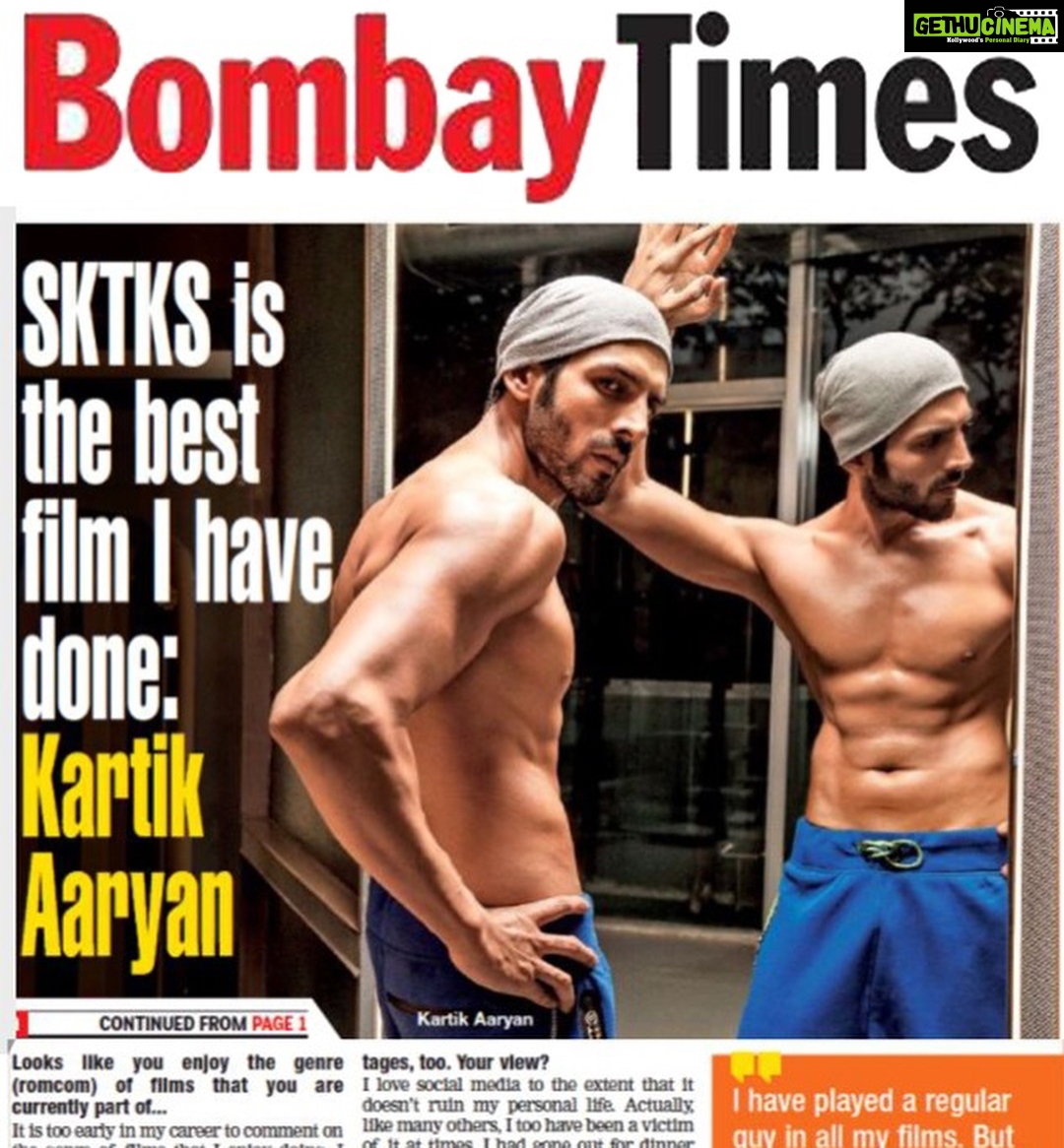 Kartik Aaryan Instagram - So many amazing Reviews coming in !!!!🤩🤩 Thank u for showering Sonu wid so much love 💙 Thank you @bombaytimes @maddymatters_ @tanvi2398 @thetimesofindia #SonukeTitukiSweety IN THEATRES NOW 👊🏻💔