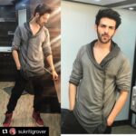 Kartik Aaryan Instagram - #Sonuketitukisweety Promotions Styled by - @sukritigrover Assisted by - @akansha.27 Hair - @aalimhakim @bashirsayyed Make up - @waheedahmedshaikh #Repost @sukritigrover ・・・ #Repost @style.cell (@get_repost) ・・・ @kartikaaryan playing it cool in @aura_hub zipper Joggers @bershkacollection for @sonutitusweety promotions Styled by @sukritigrover @style.cell Assisted by @akansha.27 #outfitoftheday #sukritigroverforstylecell #kartikaaryan #SonuKAstyle