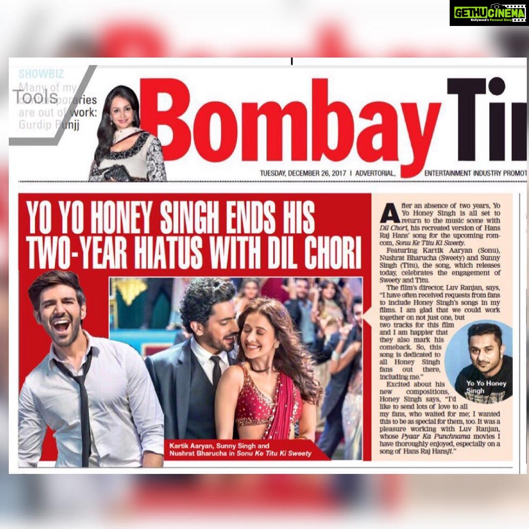 Kartik Aaryan Instagram - #HoneySingh 's song out today Are you Guys ready ? #Dilchori #sonuketitukisweety @yyhsofficial