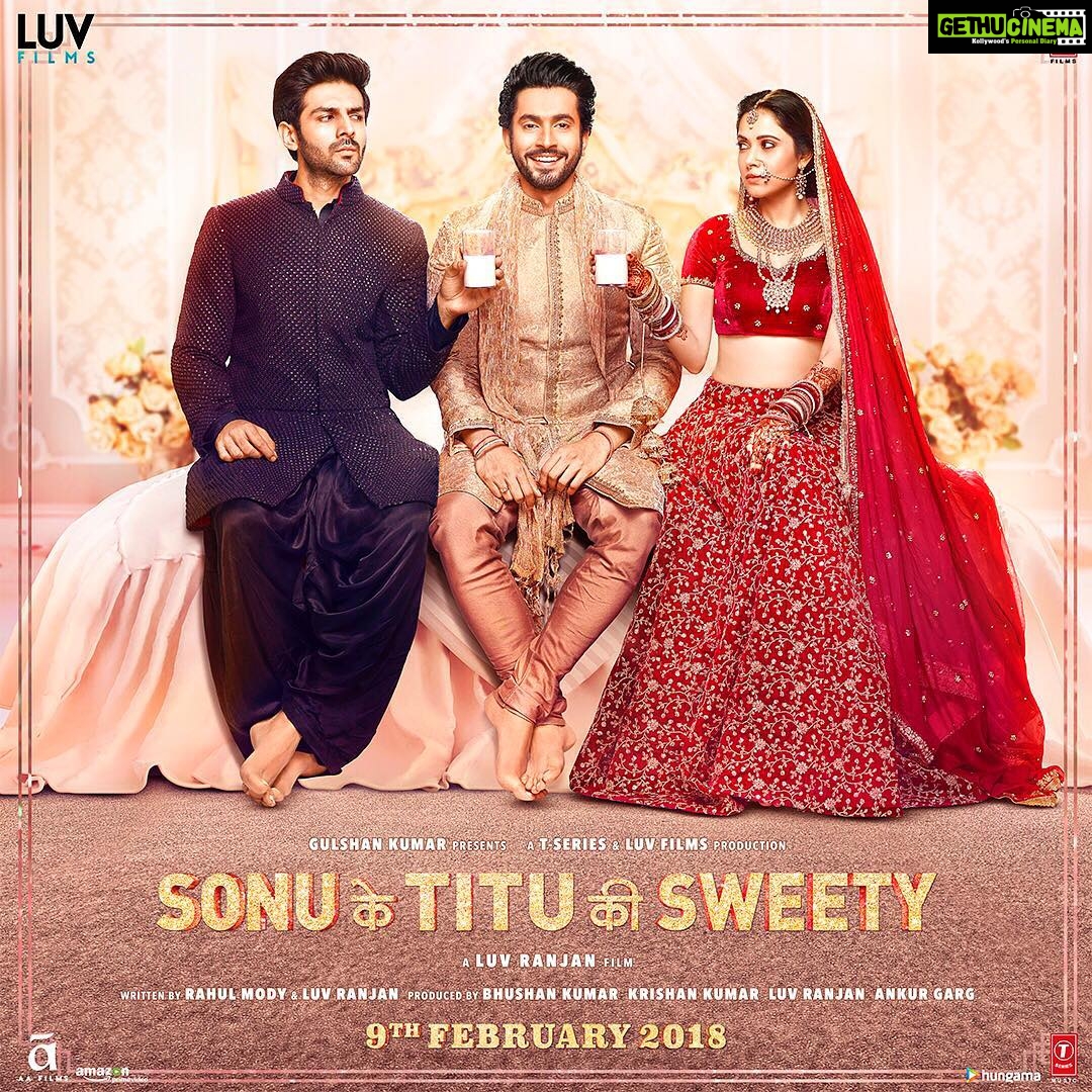 Kartik Aaryan Instagram - Sonu, Titu Aur Kebab Mein Haddi 😒 #Punchnama ke Baad Ye lo #SonuKeTituKiSweety ka First look Releasing on 9 Feb, 2018 @nushratbharucha @mesunnysingh @SonuTituSweety @tseries.official @luv_films @gargankur82