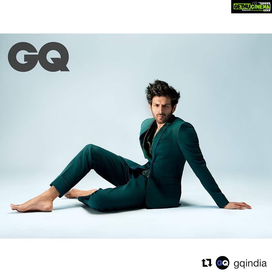 Kartik Aaryan Instagram - Lemme know how you like this one 😈 Catch the GQ December Issue #TarunVishwaPhotography 📸 . . #Repost @gqindia #TryThis: Go green. There's more enviable eveningwear looks shown by Kartik Aaryan in our December 2017 issue, out now! #📸: Tarun Vishwa ______________________________ Fashion Director: @vijendra.bhardwaj Hair & Make-up: @deepa.verma.makeup Assistant Stylist: @tanster24 Fashion Assistant: @dez_fdz Production: @magzmehta, @anomalyproduction ________________________________ Suit: @diorhomme Scarf: @paulsmithdesign ______________________________ #KartikAaryan #December #December2017 #2017 #Style #Fashion #Menswear #Green #Suit #SuitUp #FashionFeature #MensStyle #LookGood #Sharp #Eveningwear #Essentials #NowAvailable #OutNow #Actor #Model #StyleInspo #FashionInspiration