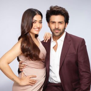 Kartik Aaryan Instagram - Meet My Wow Partner ❤️ @kartikaaryan @rashmika_mandanna @wowskinscienceindia