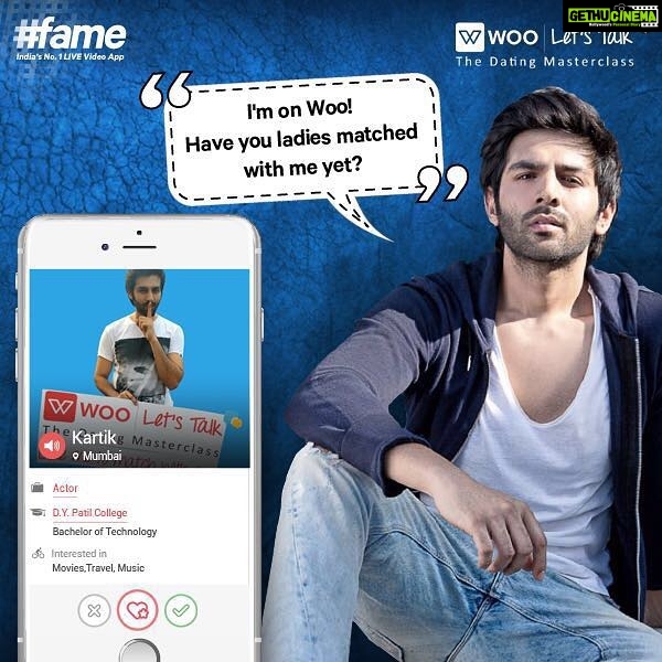 Kartik Aaryan Instagram - All set to answer fun questions from u on @WooApp When I go @LiveOnfame. The best question gets a personalized video message from me. Search for Woo on Google Play/App store & download to match with me! #WooLetsTalk