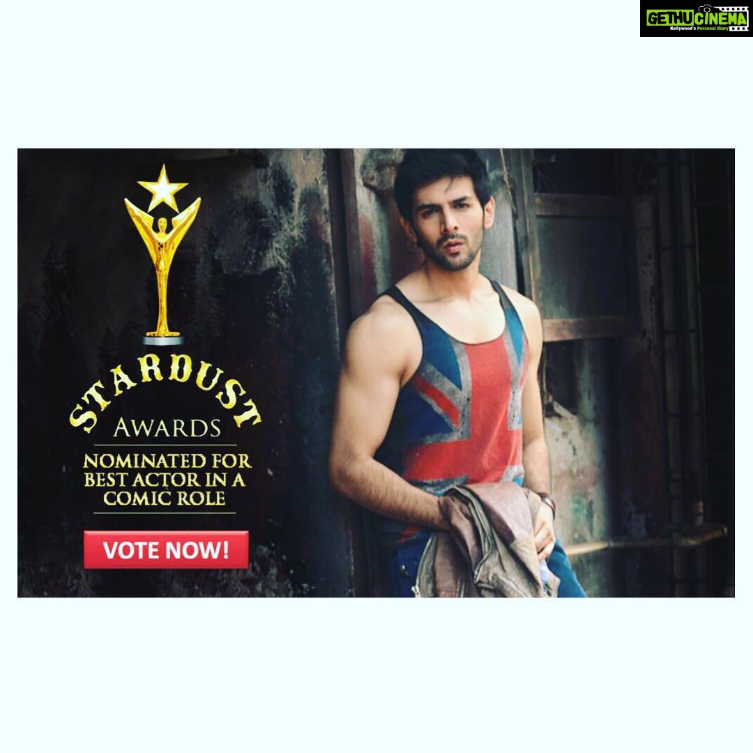 Kartik Aaryan Instagram - And the Award season kick starts on a good note. Thank you Stardust for the nomination 🏆 http://bit.ly/1XRPdsd