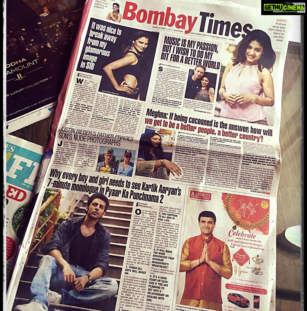 Kartik Aaryan Instagram - Happy Sunday 😊@bombaytimesofficial #Pyaarkapunchnama2 #kartikaaryan #monologue