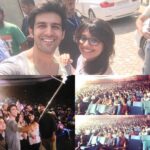 Kartik Aaryan Instagram - With my favourite @rj_aditi in #Ahemdabad. Amazing crowd:) maza aa gaya at #josh2015 #naemdjosh #Pyaarkapunchnama2 #selfie