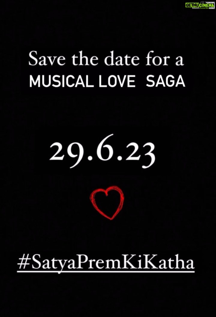 Kartik Aaryan Instagram - 29th June 2023 in Theatres !! #SatyaPremKiKatha 🫶 @kiaraaliaadvani @sameervidwans #SajidNadiadwala @shareenmantri @kishor_arora @karandontsharma @wardakhannadiadwala @namahpictures @nadiadwalagrandson