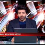 Kartik Aaryan Instagram - #ArjunPathak on Air !! #Repost @ndtv ・・・ Star of the upcoming movie #Dhamaka releasing on 19th Nov in which he plays a news anchor, actor @kartikaaryan showed up at the NDTV studios and of course, we had to let him co-host one of our shows.