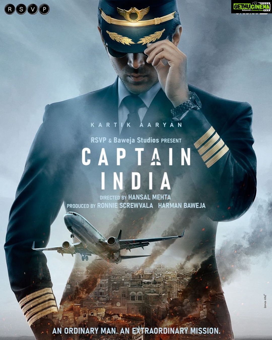 Kartik Aaryan Instagram - When a man goes beyond the call of duty 🇮🇳 With great pride and honour, we bring to you #CaptainIndia 🧑🏻✈️ @hansalmehta sir 🙏🏻 @rsvpmovies @bawejastudios #RonnieScrewvala #HarmanBaweja @soniyeah22 @vicky_bahri @sanchit421 @iampriyadarshee @karanvyas11 @avigowariker