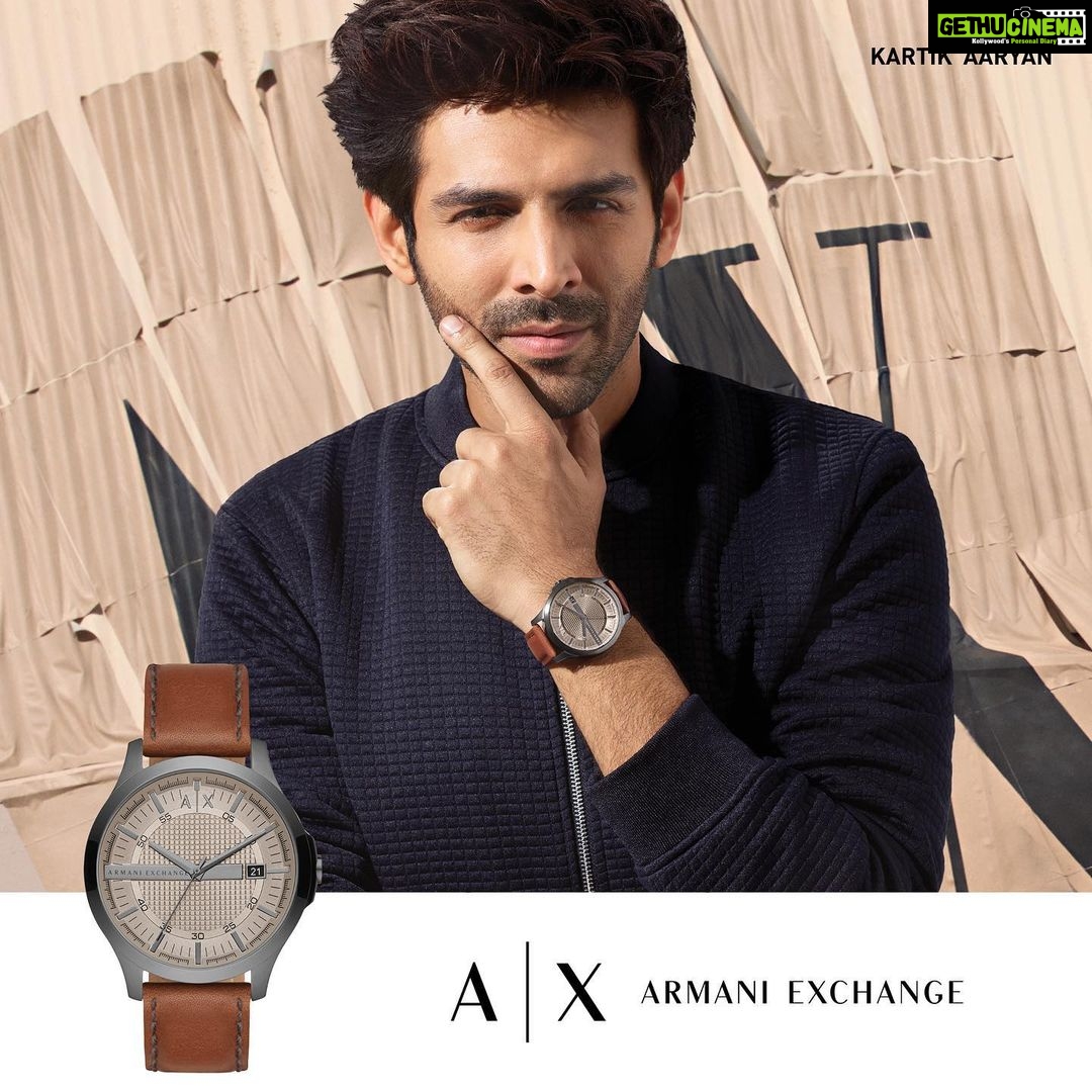 Kartik Aaryan Instagram - Its Armani Time 🔥 Sleek, stylish, and clean ! The Striking @armaniexchange watch collection ❤️ #AXtime #AXchange