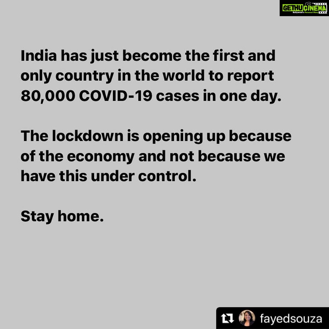 Kartik Aaryan Instagram - Thanx to everyone who have said these lines - “ tum log na bade phattu ho” “dekh jo hona hai vo toh hona hai” “Corona ke chakkar mein kaam thodi na ruk jayega” 🙏🏻 RECORD BANWAYENGE AAP LOG🙏🏻 .. #Repost @fayedsouza If you have a choice, choose to stay home 🙏🏻🙏🏻