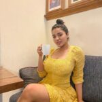 Ketika Sharma Instagram - Cafes and coffees make me a happy girl ☕️ 📷- @shazzalamphotography 🙃 #yellow #skaterdress #mood #coffeelover #coffee #is #life #goodvibes #grateful #loveandlight