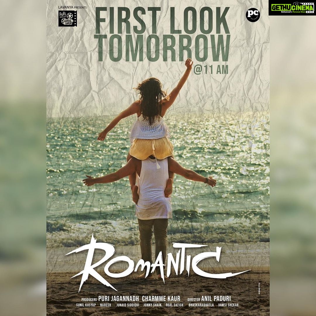 Ketika Sharma Instagram - Love birds π hanging around at the beach.. Here is the Pre-look of #Romantic. First look, tomorrow at 11 AM Starring @actorakashpuri and @ketikasharma A @@purijagannadh @charmmekaur Production Directed by @anil.paduri @PuriConnects #PCfilm