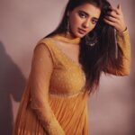 Ketika Sharma Instagram - A golden state of mind 👑 Wearing @issadesignerstudio Styled by @rashmitathapa 💛 Styling team @aishwarya128 💛 Shot by @arifminhaz 🔥 Photo Asst @thejaswitanneru Jewellery @spillthebead #anarkali #anarkalisuits #ethnicwear #yellow #my #happy #colour #styled #for #rangarangavaibhavanga #promotions #throwback #loveandlight