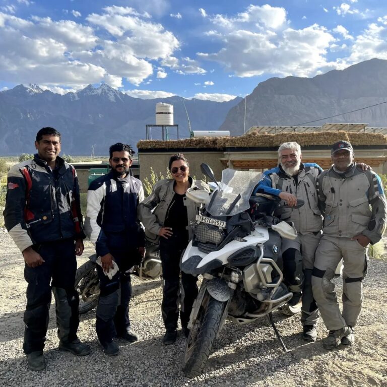 Manju Warrier Instagram - Huge thanks to our Super Star Rider #AjithKumar #AK Sir! Being an avid traveller, I've had the opportunity of travelling throusands of miles on four wheelers. This is the first time I'm doing a tour on a two wheeler. Huge thanks to Adventure Riders India for inviting me over to join this wonderful group of passionate bikers.  And it was an honour to be introduced to @suprej and @sardar_sarfaraz_khan of Adventure Riders India by Ajith Sir! Thank you Sir! Lots of love! ❤️ Thank you @bineeshchandra for joining me!