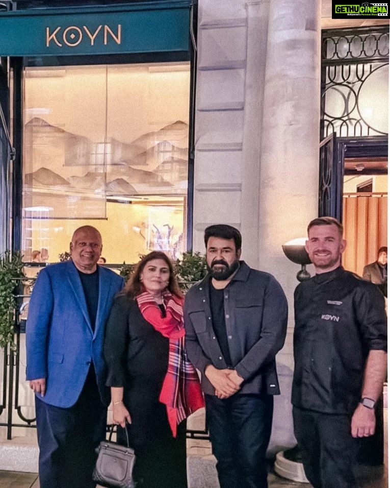 Mohanlal Instagram - A memorable evening with Mr Dinesh Nair at his new Japanese restaurant 'Koyn' in Mayfair, London. The exceptional food by Chef Rhys is a must-try!
