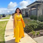 Mrunal Thakur Instagram - 💛💛💛💛 Outfit - @Loka_byveerali Earrings and Choker- @rubans.in @oakpinionpr Ring - @shoppaksha Styled by - @sheefajgilani Assisted by - @astha_kothari Melbourne, Victoria, Australia