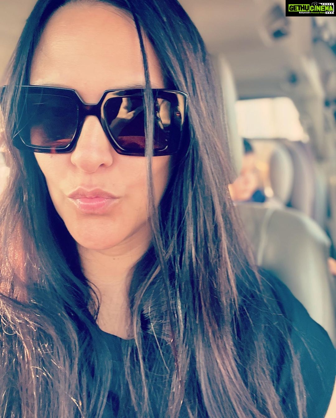 Neha Dhupia Instagram - My Monday motivation… spot the cutest little photobomb… #workingmom 😍♥️