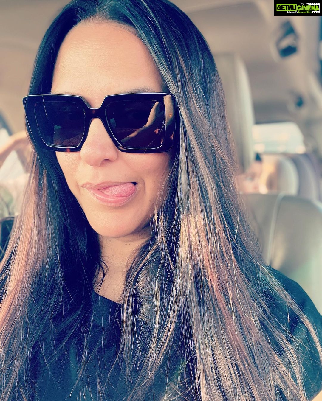 Neha Dhupia Instagram - My Monday motivation… spot the cutest little photobomb… #workingmom 😍♥️