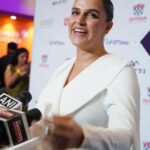 Neha Dhupia Instagram - The many moods of last night … my first ever award for #athursday … it’s impossible to win an award for best supporting actor without the support of the entire team! If it was nt for these brave men behind the film, the story , the screenplay there’s no way we would be able to weave such a strong narrative of having a baby in real and reel life together … Thankyou @behzu @alobo2112 for still letting me be your #CatherineAlvarez … thank you @ronnie.screwvala for not doubting us even for a second , thank you @pashanjal @yamigautam @atulkulkarni_official @ayeshakhanna20 team @rsvpmovies and team #athursday for making place for both of us 🤰 on set and in the script. Thank you #htottawards for recognising this effort at a time when women in cinema are doing such exceptional work and oh my goodness thank you ma pa ❤️ , my loving husband @angadbedi as I hold you closer and tighter than this trophy for all you do even if it is running away to the refrigerator right after every cuddle ( image 👉 10 😉) … this one’s for my baby girl who waited patiently for mama to come home after work and my baby boy who hung in there right till the end and never troubled mama on set!!! ♥️