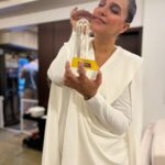 Neha Dhupia Instagram - The many moods of last night … my first ever award for #athursday … it’s impossible to win an award for best supporting actor without the support of the entire team! If it was nt for these brave men behind the film, the story , the screenplay there’s no way we would be able to weave such a strong narrative of having a baby in real and reel life together … Thankyou @behzu @alobo2112 for still letting me be your #CatherineAlvarez … thank you @ronnie.screwvala for not doubting us even for a second , thank you @pashanjal @yamigautam @atulkulkarni_official @ayeshakhanna20 team @rsvpmovies and team #athursday for making place for both of us 🤰 on set and in the script. Thank you #htottawards for recognising this effort at a time when women in cinema are doing such exceptional work and oh my goodness thank you ma pa ❤️ , my loving husband @angadbedi as I hold you closer and tighter than this trophy for all you do even if it is running away to the refrigerator right after every cuddle ( image 👉 10 😉) … this one’s for my baby girl who waited patiently for mama to come home after work and my baby boy who hung in there right till the end and never troubled mama on set!!! ♥️