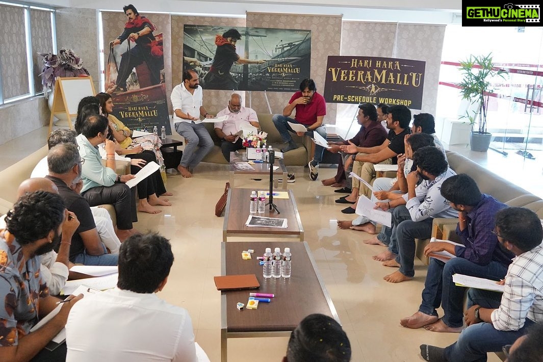 Nidhhi Agerwal Instagram - On this auspicious Saraswati Panchami day, with d divine blessings of Sarawasthi Devi, we’ve started an extensive pre-schedule Workshop of #HariHaraVeeraMallu before a grand epic schedule from mid-October. Panchami is truly grateful 🤍🏹 #pawankalyan @dirkrish #AMRathnam