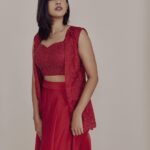 Niharika Konidela Instagram - I ran out of quotes for red colour. Here’s a rose 🌹 . Styled by - @ashwin_ash1 & @hassankhan_3 Asst by - @stylebyannapurna Outfit - @varunchakkilam HMUA- @lemysumi_makeupartist Shot by - @arifminhaz