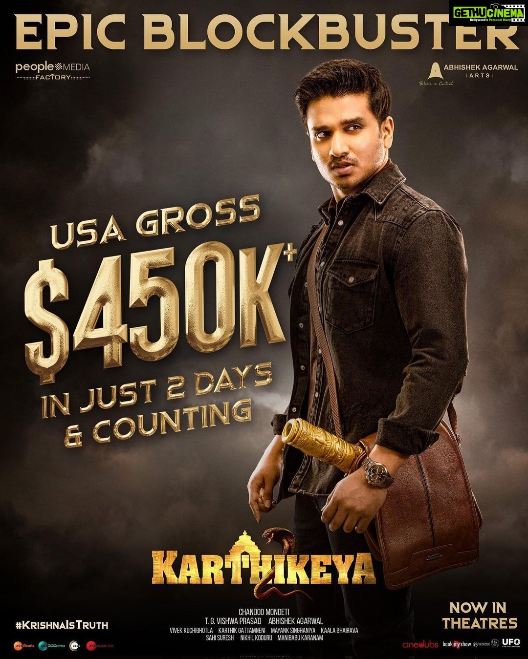 Nikhil Siddhartha Instagram - Almost HALF MILLION #Karthikeya2 ππ½ππ½ππ½π₯π₯π₯π₯π USA MOVIE LOVERS β¦Meeku ππ½ from our team