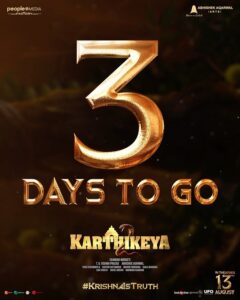 Nikhil Siddhartha Instagram - 3 DAYS TO GO for our #karthikeya2 on the BIG SCREEN 🙏🏽🙏🏽🙏🏽🔥🔥❤️