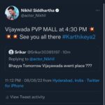 Nikhil Siddhartha Instagram - Karthikeya2 Team coming to Vijaywada tomorrow 💥💥💥 PVP mall 4:30 Pm… let’s rock it guys 🔥