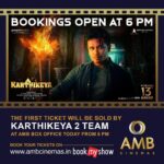 Nikhil Siddhartha Instagram - The movie team of #Karthikeya2 will be opening the Bookings of the movie by selling the 1st ticket today at AMB Box office Sharath City Mall 🤗🔥 Come get ur ticket 🤗🔥 #Karthikeya2OnAug13 Check here https://in.bookmyshow.com/hyderabad/movies/karthikeya-2-telugu/ET00307869 @bookmyshowin
