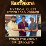 Nikhil Siddhartha Instagram - Srikanth Domakonda just like Dr.Karthikeya in movie #Karthikeya2 Chased the Mystery frm morning & Genuinely reached the Final Destination of Hare Krishna Golden Temple 1st Gave him the Krishna Gold Idol worth 1.5 lakhs 100 othrs who solved the quest wil receive tickets 4 the Movie.