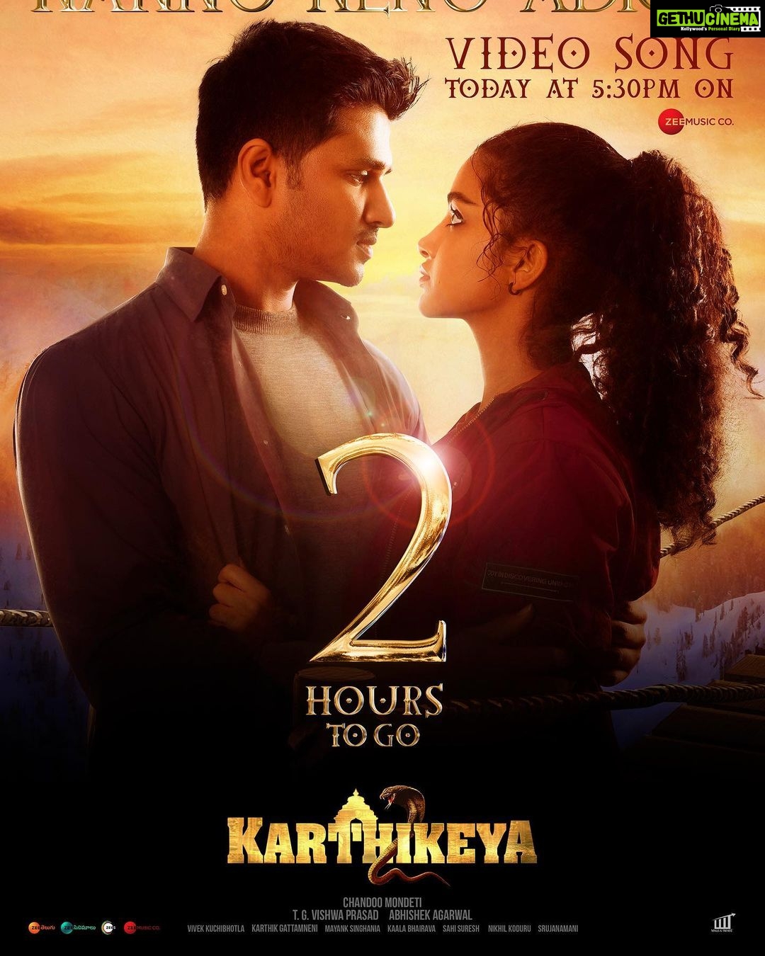 Nikhil Siddhartha Instagram - 2 more Hrs to go… For the Full Video Song from #karthikeya2 🤗