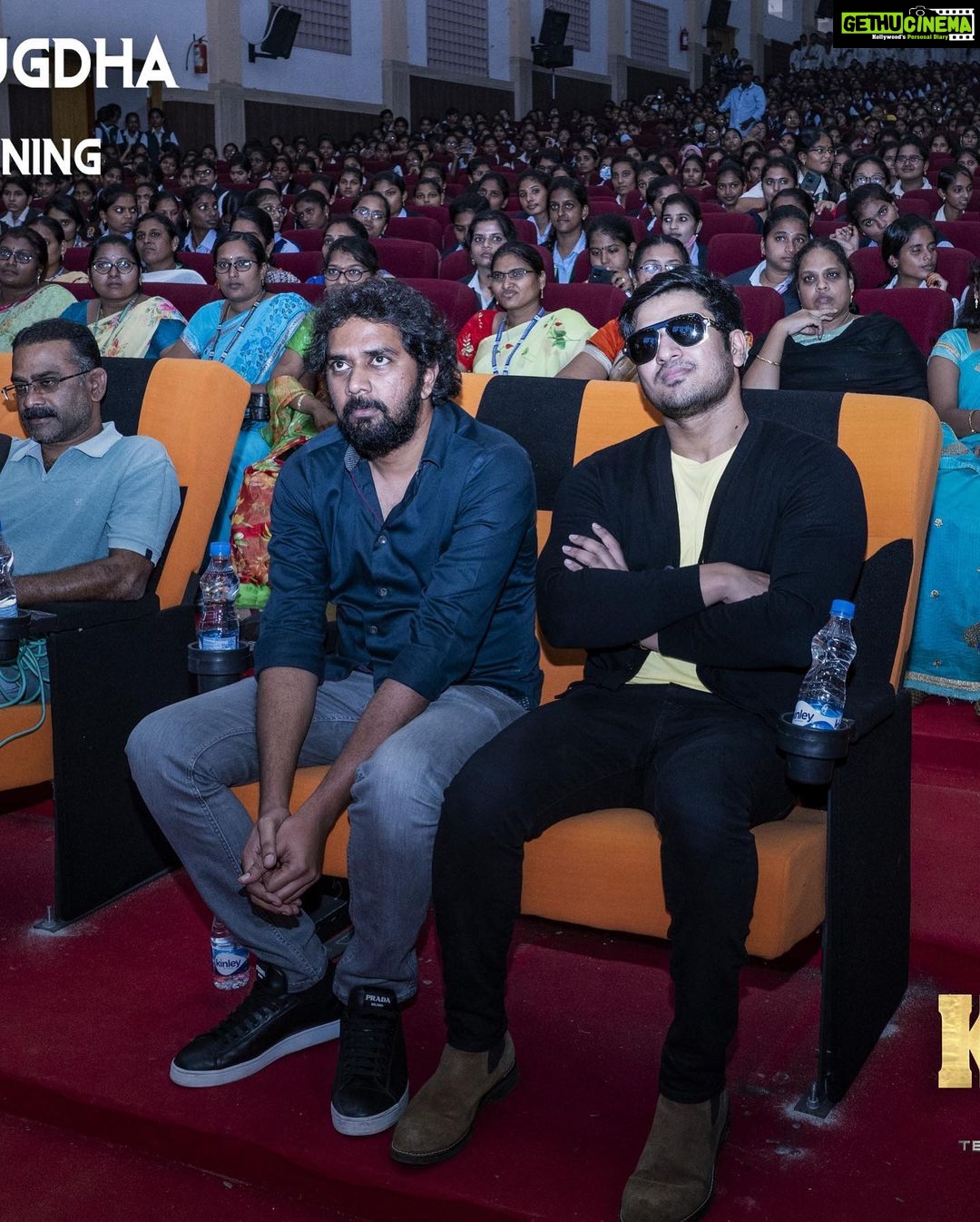 Nikhil Siddhartha Instagram - ROCKING Response from ELURU 4 #karthikeya2 Love Song Screening… Love u all in RamaChandra Engineering College who made this a Memorable Crazy Event ❤️🔥 Next Bhimavaram Vishnu College and tomorrow morning Rajhamundry ISTS college @tgvishwaprasad @abhishekofficl @aaartsofficial @peoplemediafactory @anupampkher @anupamaparameswaran96 @chandoo.mondeti @vivek_kuchibhotla @mayank_singhaniya