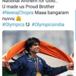 Nikhil Siddhartha Instagram – Happy tears… #neerajchopra Indias Golden Hero 💛 #olympics2021 #olympics