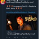 Nikhil Siddhartha Instagram – Telugu… Hindi… Thanks for an Incredible 3rd Week too 🔥🙏🏽 #Karthikeya2 #karthikeya2hindi