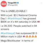 Nikhil Siddhartha Instagram – USA 🙏🏽🔥 this is EPIC 🙏🏽🙏🏽 thankkkkkuuuuuuu for all the Love ❤️❤️❤️#Karthikeya2 #karthikeya2hindi