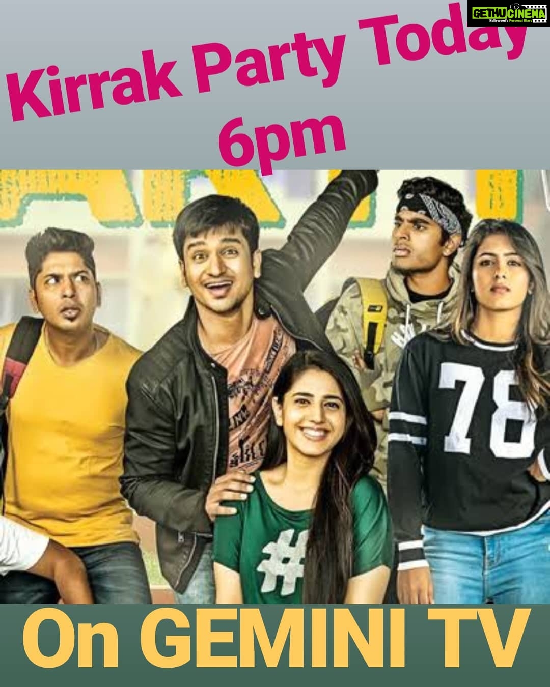 Nikhil Siddhartha Instagram - In the Peak of EXAM season when 10th SSC exams.. all CBSE.. ICSE.. Degree and even few Engineering exams were going on KIRRAK PARTY RELEASED March 16th.. For all those students nd their families who missed bcos of exams and have been asking me 👉 TODAY 6PM GEMINI TV #KirrakParty @samyuktha_hegde @simran_pareenja_ @mirchi_rj_hemant @sudheerkvarma