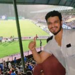 Nikhil Siddhartha Instagram – Championes Championes.. ole ole oleee… India Win and i Realised that even Cheering is a tough job nd Can make us Sweat… Awesome Support from the Fans and the players rocked it.. .. #football #INDvsKENYA
