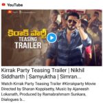 Nikhil Siddhartha Instagram - Keshava, EPC lanti thrillers taruvatha Konchem LOVE FRIENDSHIP nd COLLEGE... #KirrakParty gives u all of that.. here is the 1 min TEASER trailer of the Movie.. Please Share if you like it 😚😚😚 https://t.co/EZSyZ008GM