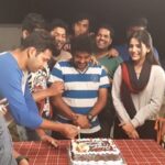 Nikhil Siddhartha Instagram - From the sets of Kirrak Party.. celebrating our actor appus/Raghavas birthday with the cast and crew.... 😁😁😁🤣🤣😂😃😈 @vivaraghav @simran_pareenja_ @rakendumouli