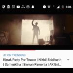 Nikhil Siddhartha Instagram - The First Glimpse of Kirrak Party Trending at #1 on Youtube 🙏 thanks for the Louveee ❤️ 😘😘😘 Trailer coming soon #KirrakParty
